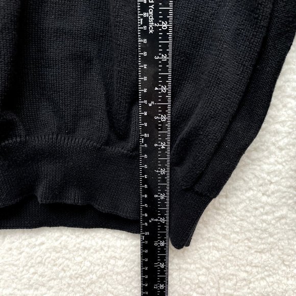 Lacoste Black Knit Alligator Logo Embroidered V-Neck Pullover Sweater Mens L XL - Picture 7 of 9